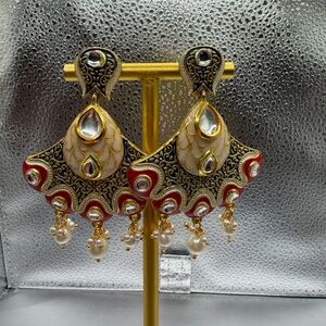 Pink, Blue and Red Chandelier Earrings